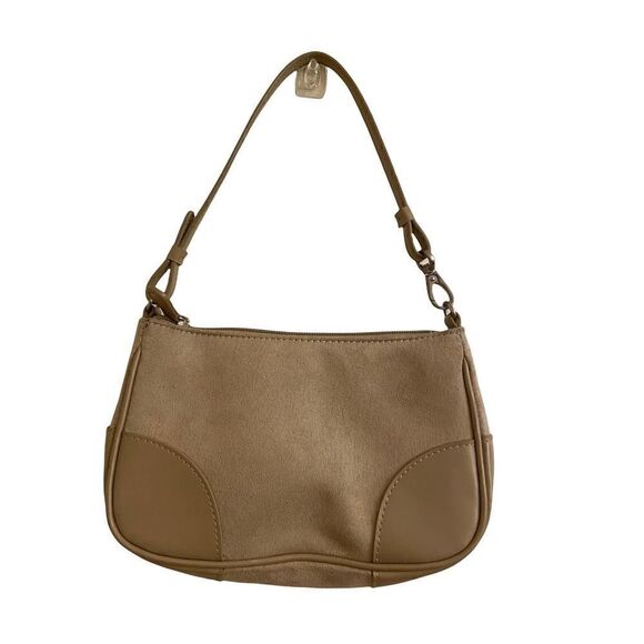 Aeropostale Y2K Tan Faux Suede & Leather Mini Shoulder Bag - Picture 2 of 4